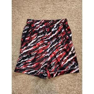 AND1 Men's Basketball Shorts Medium M Red Black White Tiger Stripe Mesh Athletic
